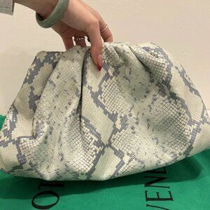 BOTTEGA VENETA THE POUCH PYTHON EMBOSSED LEATHER BAG